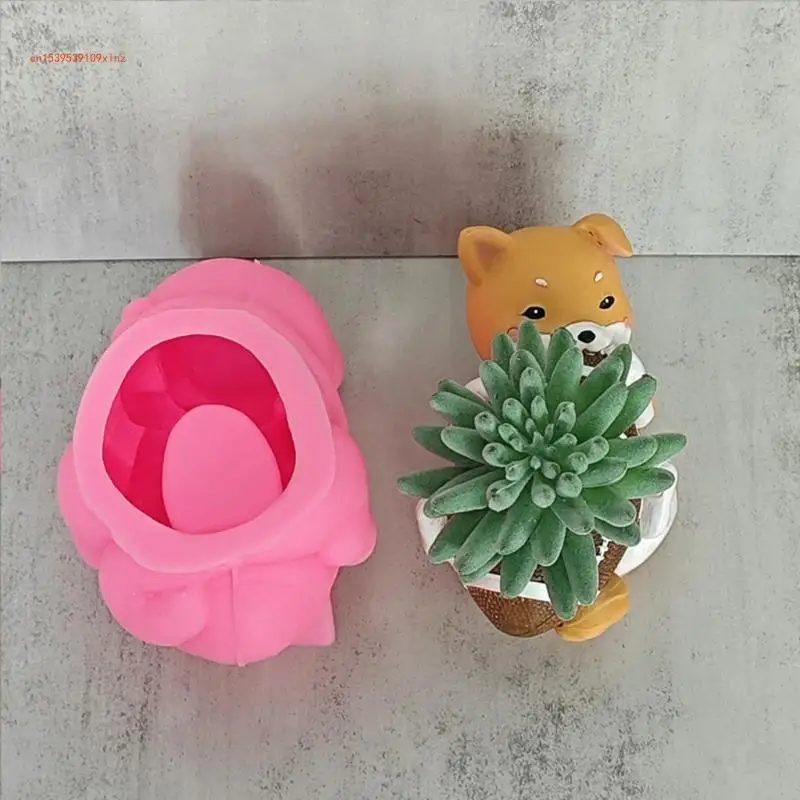 DIY Silicone Dog Flower Pot Storage Box Mold for Succulent Plant Decor