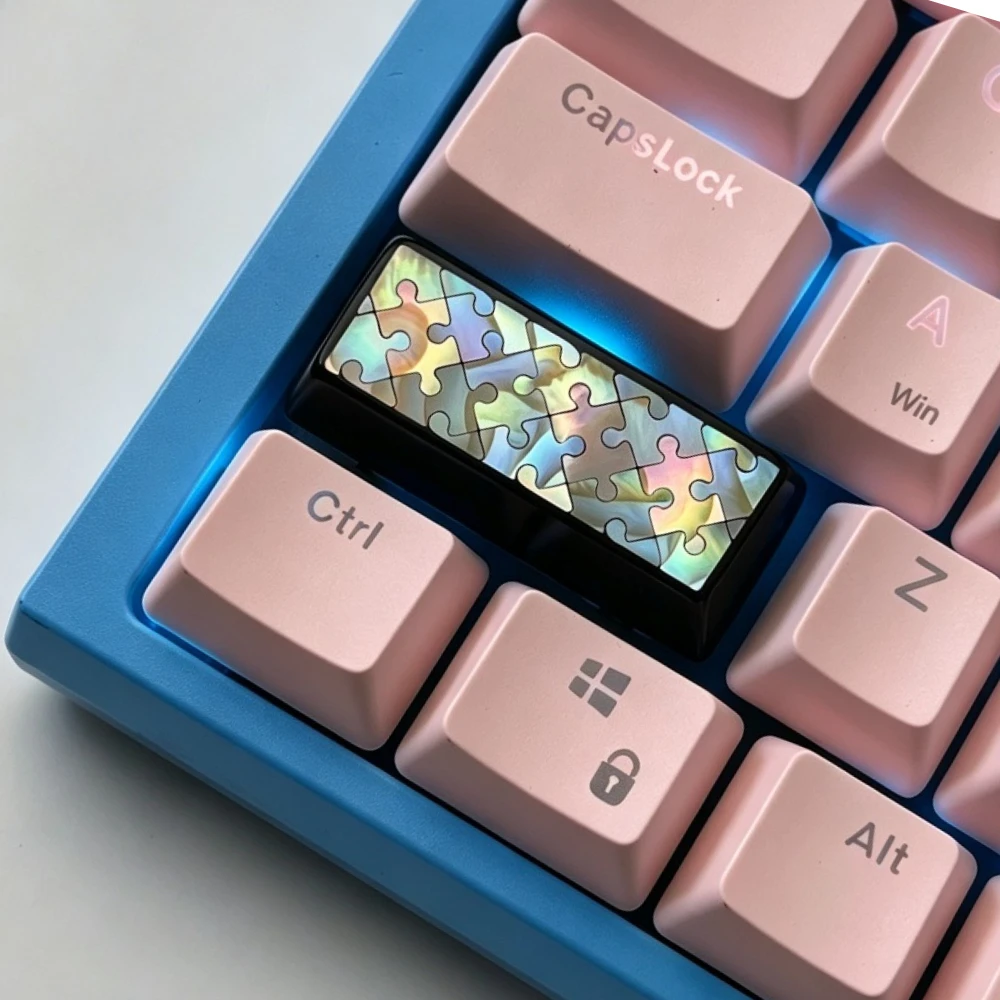 Solid Wood Keycaps Left Shift 2.25u Custom African Blackwood Point Keycap Colorful Shell Inlay Keyboard Cap Gaming Accessories