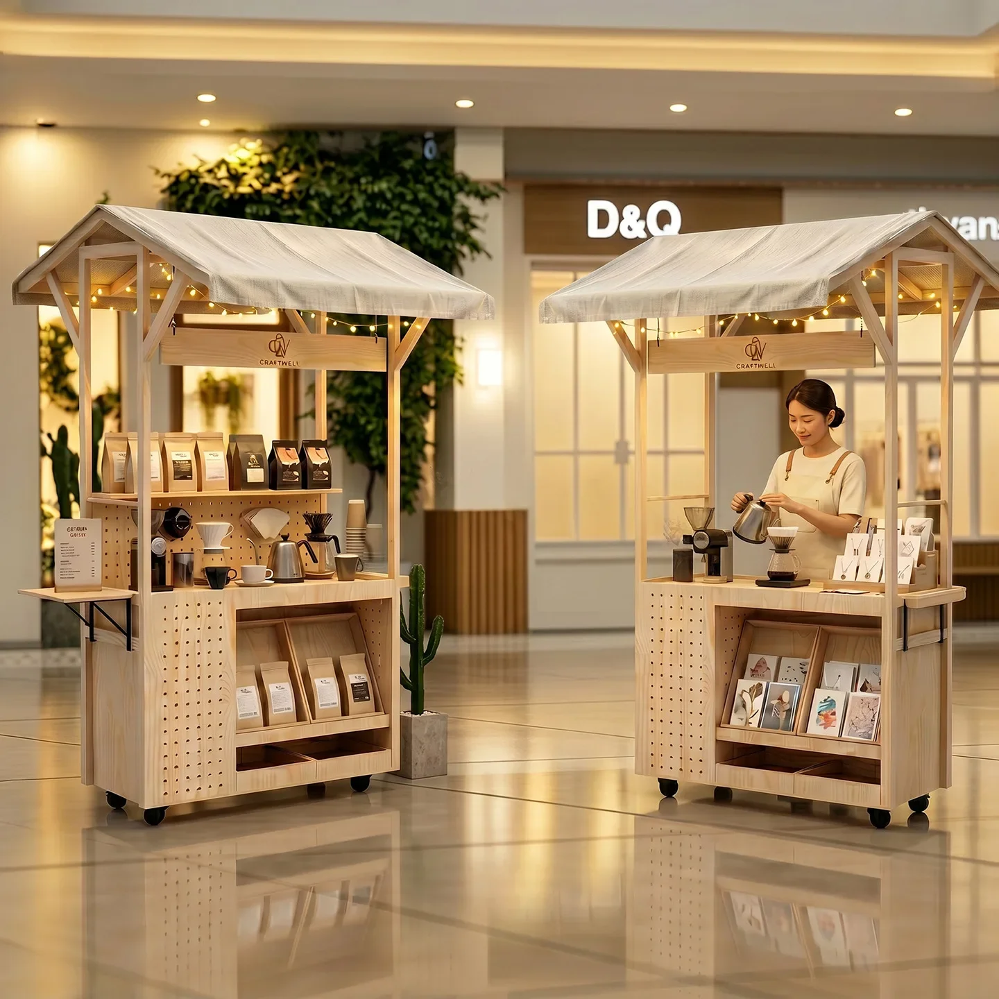 Outdoor Market Mobile Booth Cart Coffee Dessert Cart