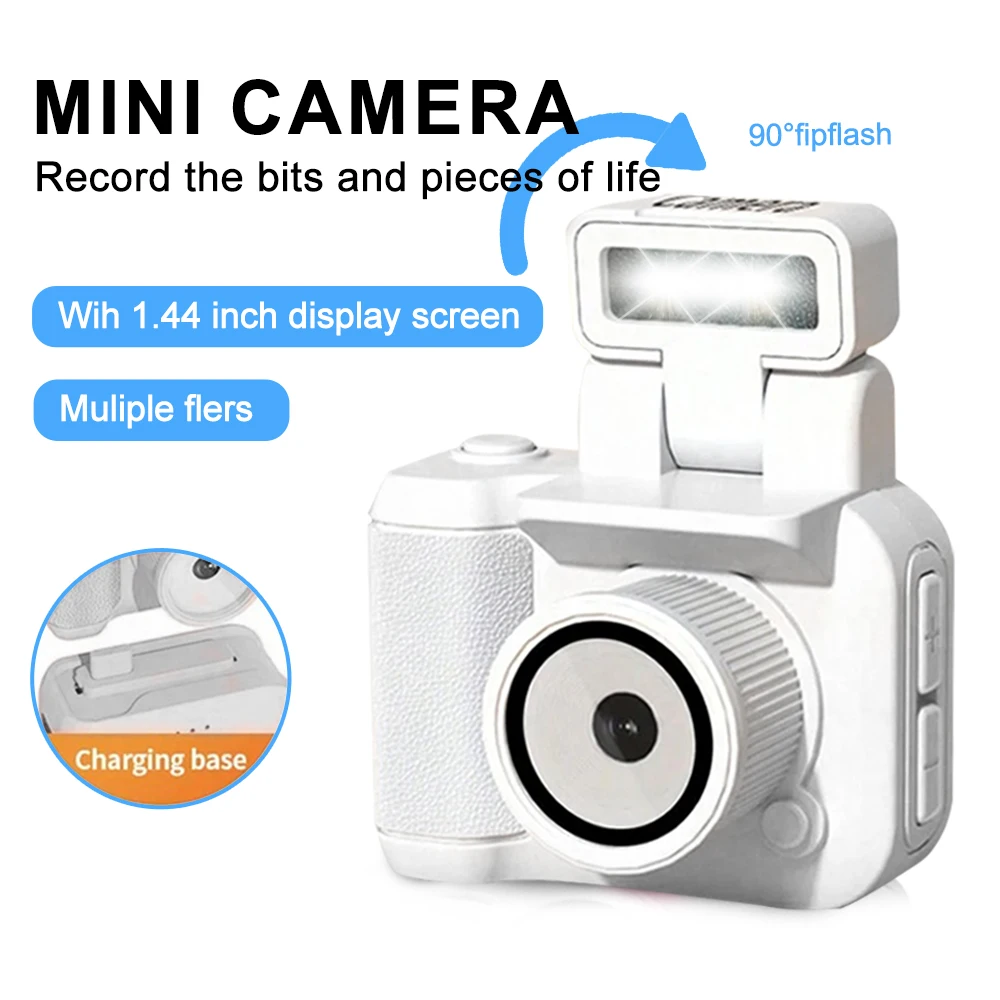 Y4000 mini câmera com tela hd 1080p com lâmpada flash e doca de bateria portátil retro ultra compacto mini câmera gravador de vídeo