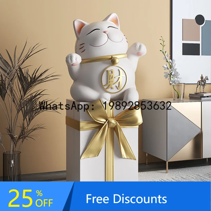 

CZ Modern Lucky Cat Ornament Living Room Large Floor-standing Home Decor Housewarming Gift Cash Register Trendy Decoration