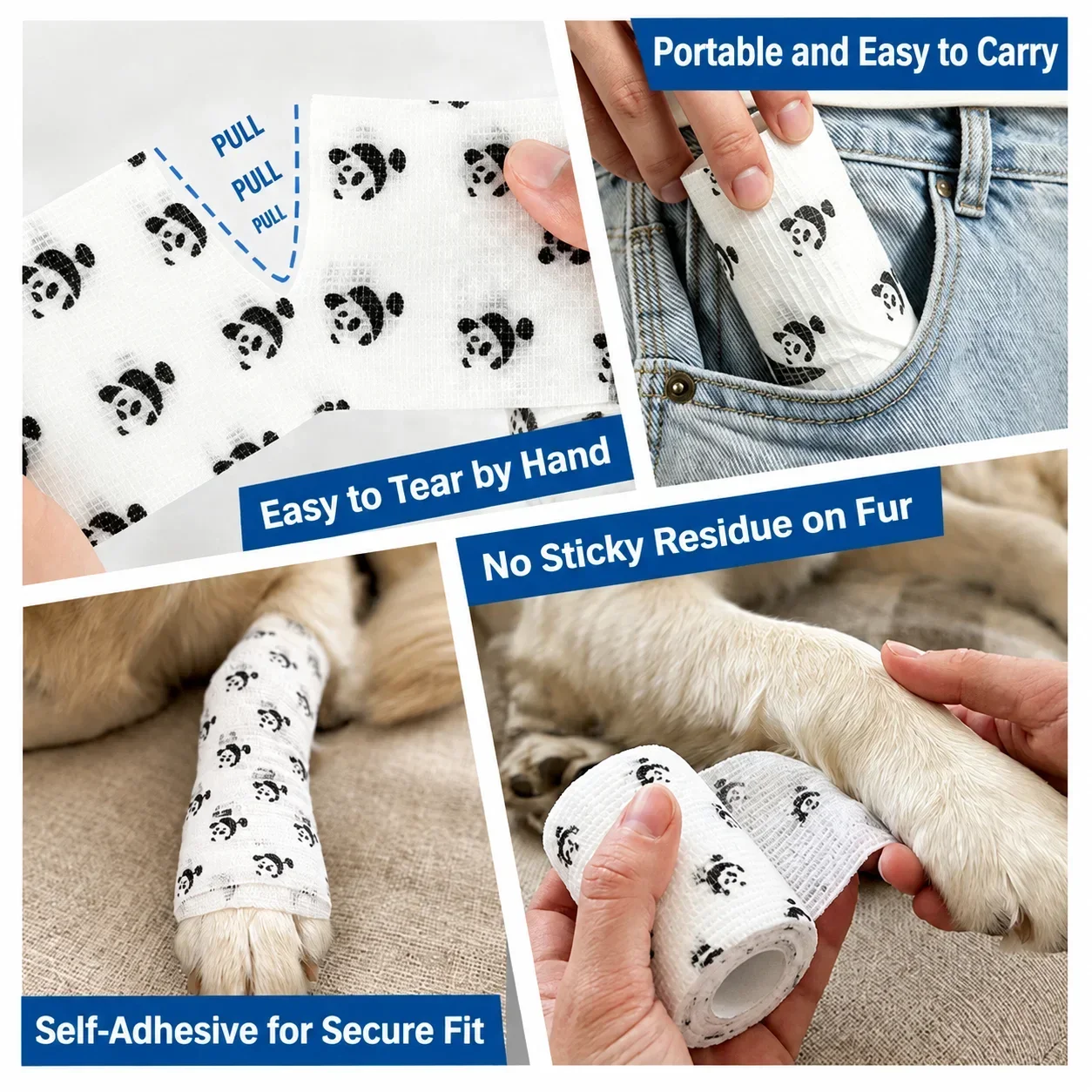 2PCS 5cm Non-Woven Self Adhesive Elastic Cohesive Bandage Pet Vet Wrap First Aid Bandage Sports Knee Elbow Wrist Support Wrap