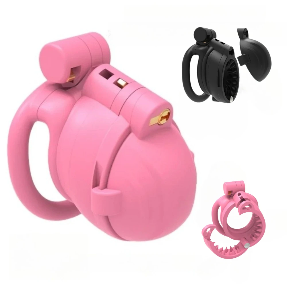Jaula de castidad masculina con dientes de lobo, con tapa deslizante extraíble, anillos para pene, juguete sexual para adultos, bloqueo de castidad masculina, dispositivo para pene masculino Sissy