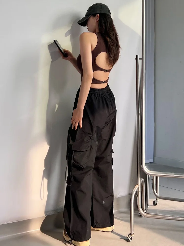 American Style Wide Leg Pants Women's Spring Summer Loose Street Dance Jazz Dance Trousers Cuffed Long Pants Workwear