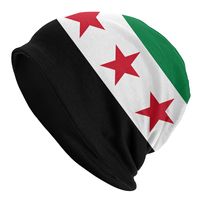 Syrian Arab Republic Three Red Star Syria Flag Slouchy Beanie Trend Winter Warm Skullies Beanies Hat Adult Knitted Bonnet Cap