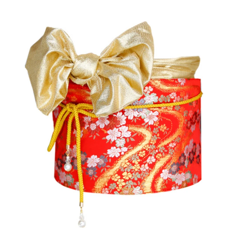 

Japanese Pre Tied Taiko Obi for Women Brocade Wide Decorative Waist Sash Hanhaba Style for Yukata Kimono Cosplay