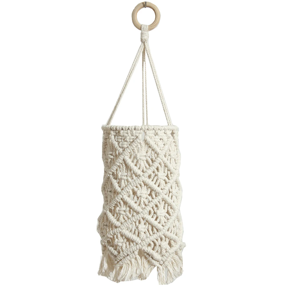

H woven Bohemian Lampshade Metal Frame Cotton Rope Cover for Ceiling Bedroom Living Room Study Macrame Lamps Shades Weaving Ch