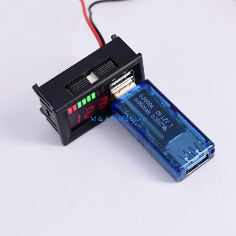 U1JF 12V Clear LED Digital Voltmeter Motorbike for Cars Meter with Dual USB Port 5V Output