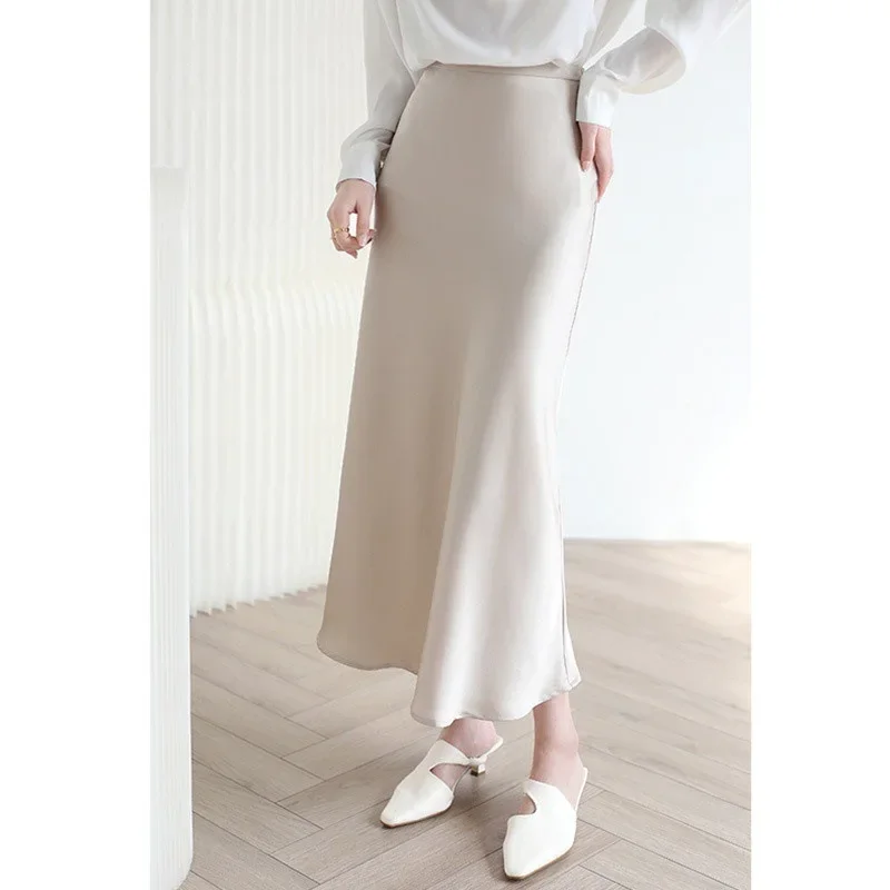 Summer New High Sense French Triacetate Satin Silk Purple Skirt Women's Mid-length High-end Fishtail Half Body Long Skirt Y2k