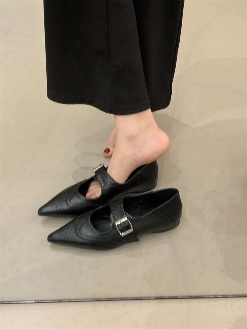 

Women Mary Janes Shoes 2026 New Pointed Office Buckle Strap Pumps Solid Color Casual Singles Shoes patent leather High Heels