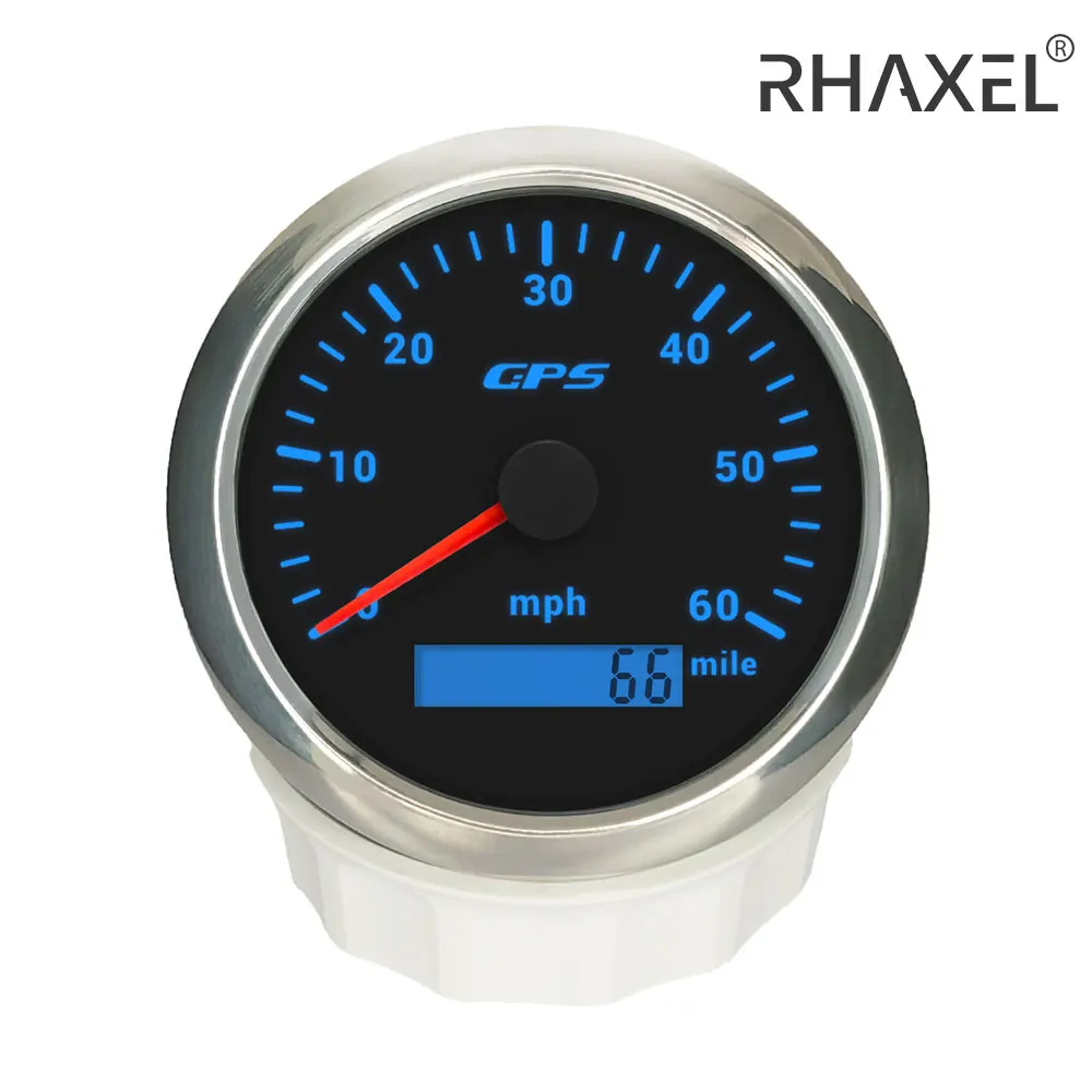 

RHAXEL 85mm Speedometer 120km/h GPS Gauge Odometer 12V 24V with 8 Colors Backlight for Tractor Vessels RV Car