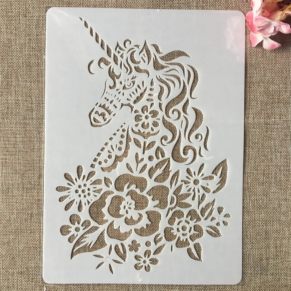 Imagem -03 - Unicórnio Flamingo Papagaio Faça Você Mesmo Camadas Estênceis Pintura Scrapbook Coloração Gravação Álbum Modelo Decorativo Peças a4 29cm