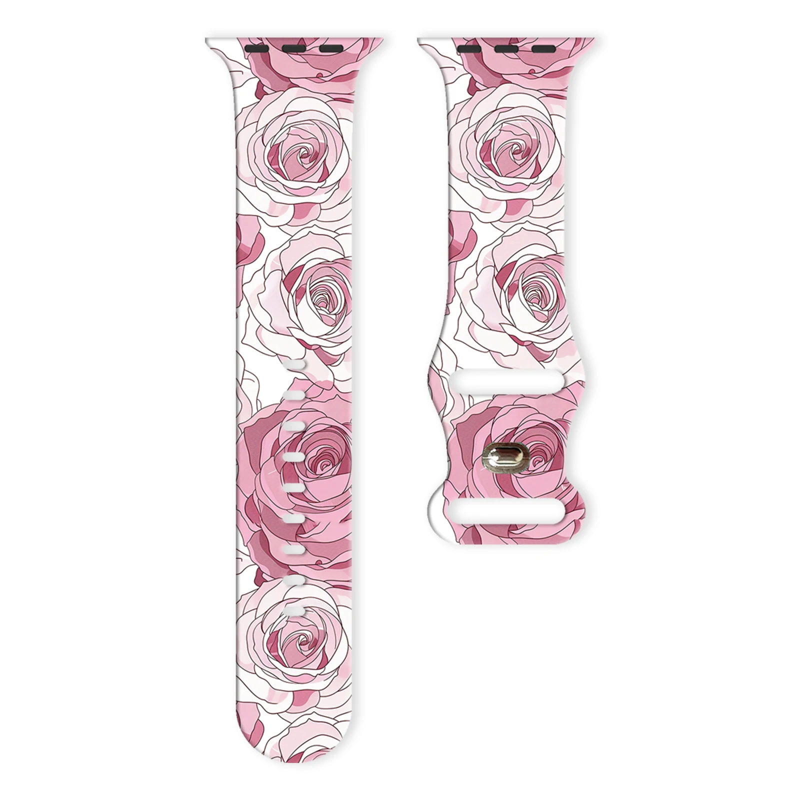 

Elegant Flowers Series Print Strap for Apple Watch 11 10 9 SE Silicone Band Replaceable Watchband for iWatch 46mm 42mm 41mm 40mm