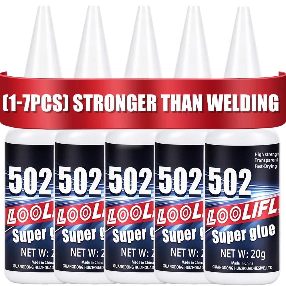 LOOLIFL 502 Super Glue Extra Strong Instant Adhesive Fast‑Drying Transparent High Strength For Metal Plastic Rubber Wood Ceramic