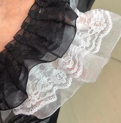 5cm Lace Organza Frill Lace Trim Double Layer Collar Pleat Home Textile Accessories Clothing Accessories