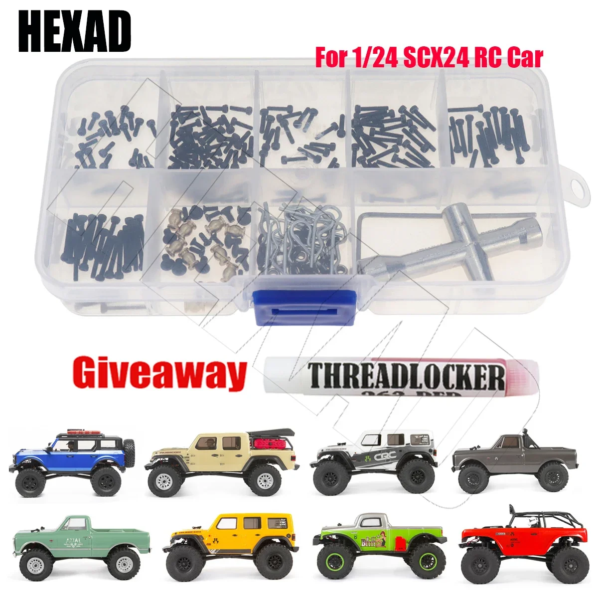 1/24 SCX24 RC Car Screw Set M4 Screw Set Cross Sleeve Allen Wrench Repair Tool for SCX24 Axial 90081 B-17 AXI00001/2/4/5 Repair