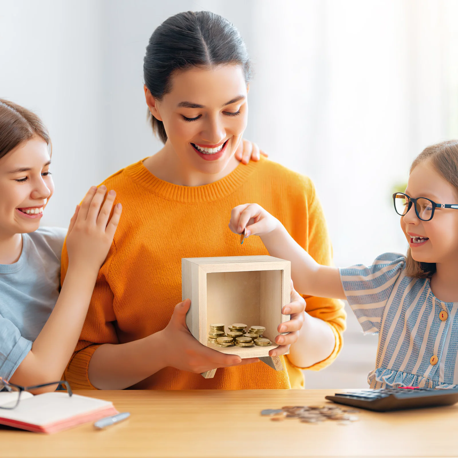 

Wooden Piggy Bank Clear Window Rustic Style Coin Saving Pot For Adults Money Storage Box Desktop Cash Container Tip Jar