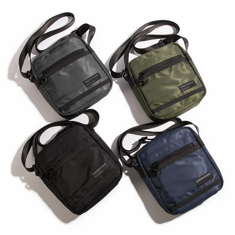 Vertical square shoulder bag waterproof Oxford cloth portable mobile phone storage multi-pocket lightweight men's crossbody bag