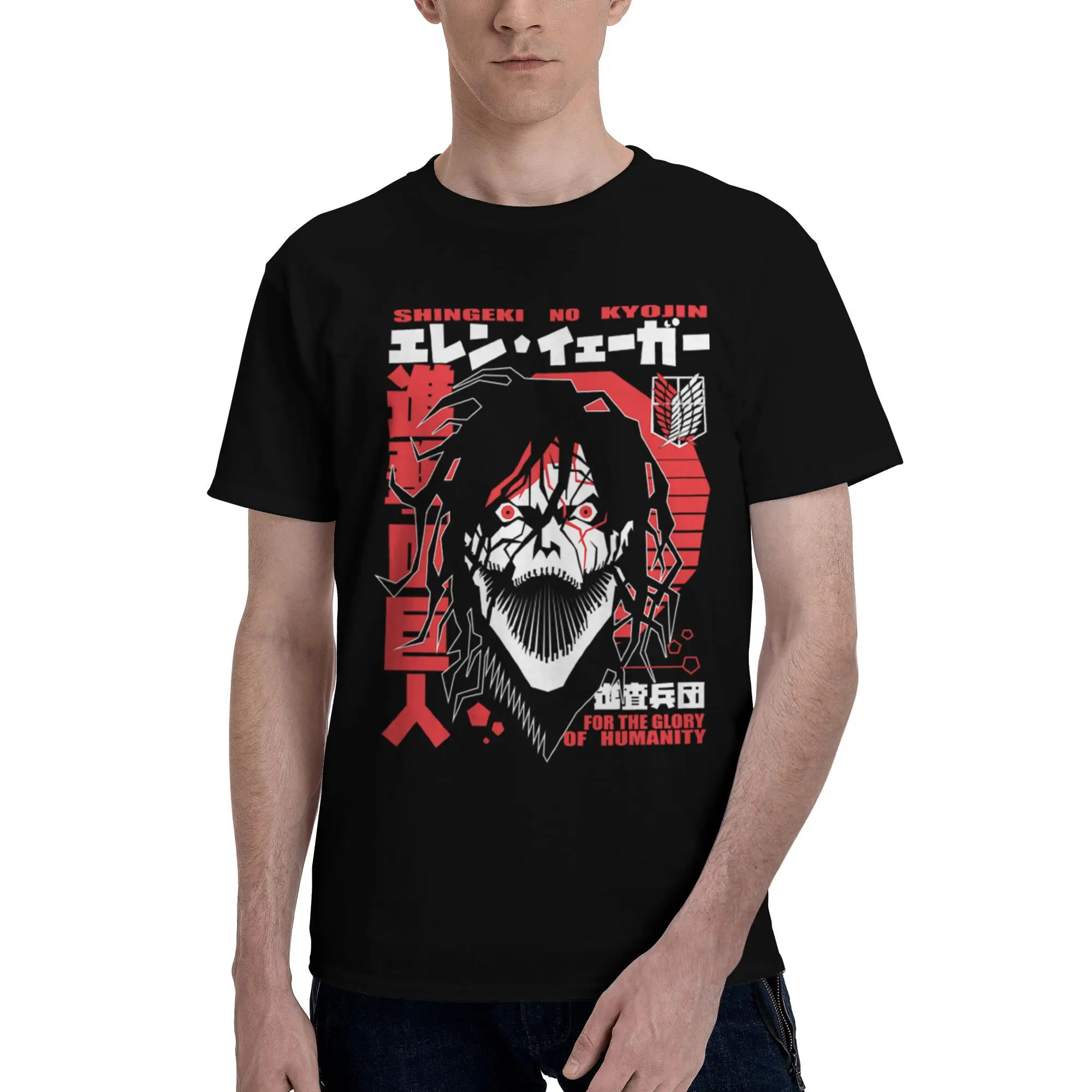 

Custom Handsome Attackes on Titan T Shirt Men Short Sleeve Pure Cotton T-shirt Leisure Tees Streetwear Tshirts