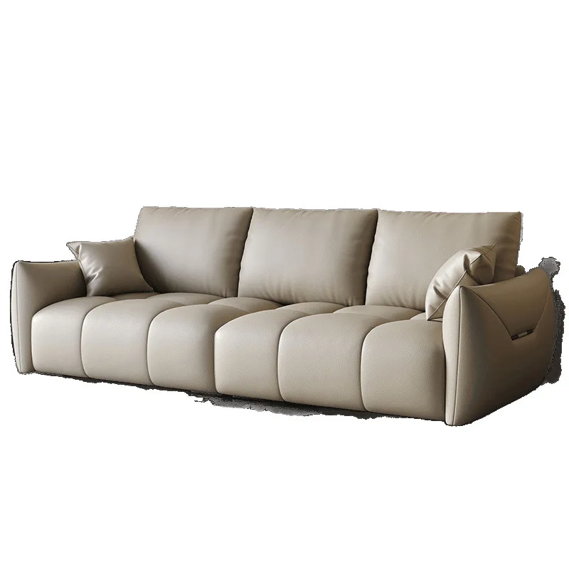 

A complete set of small sofas in a straight row, light luxury for three people in the living room, small apartment