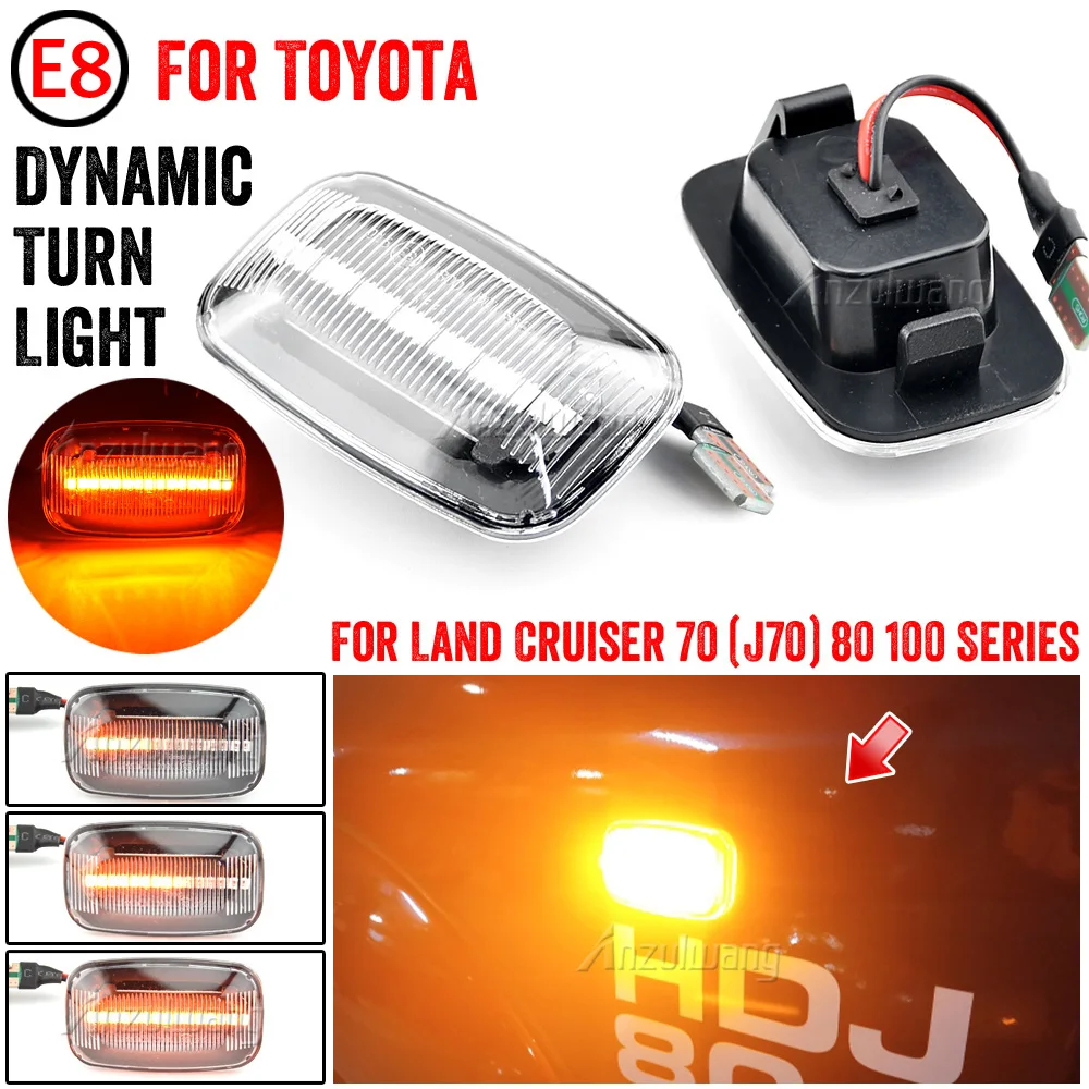 2X For Toyota Land Cruiser Landcruiser 70 80 100 Series Dynamic LED Flowing Water Turn Signal Lights Blinker Indicator Car Lamp