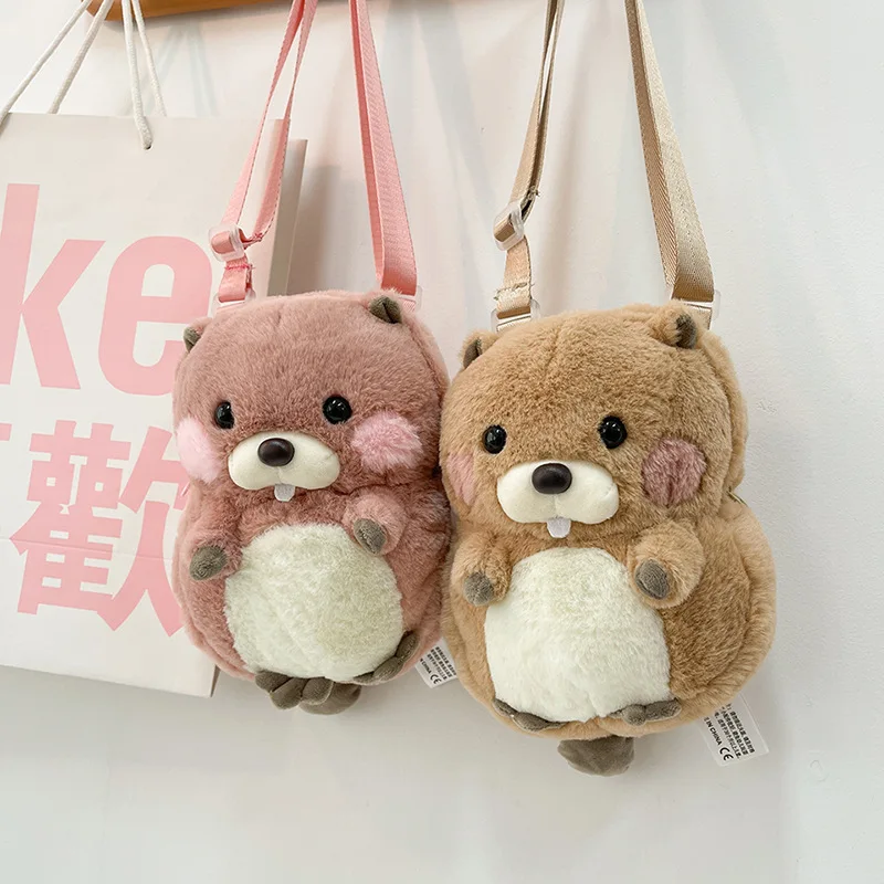 New Fashion Hamsters Crossbody Bag Packet Children Boys Girls Shoulder Bag Handbags Kids Cartoon Cute Groundhog Plush Coin Purse