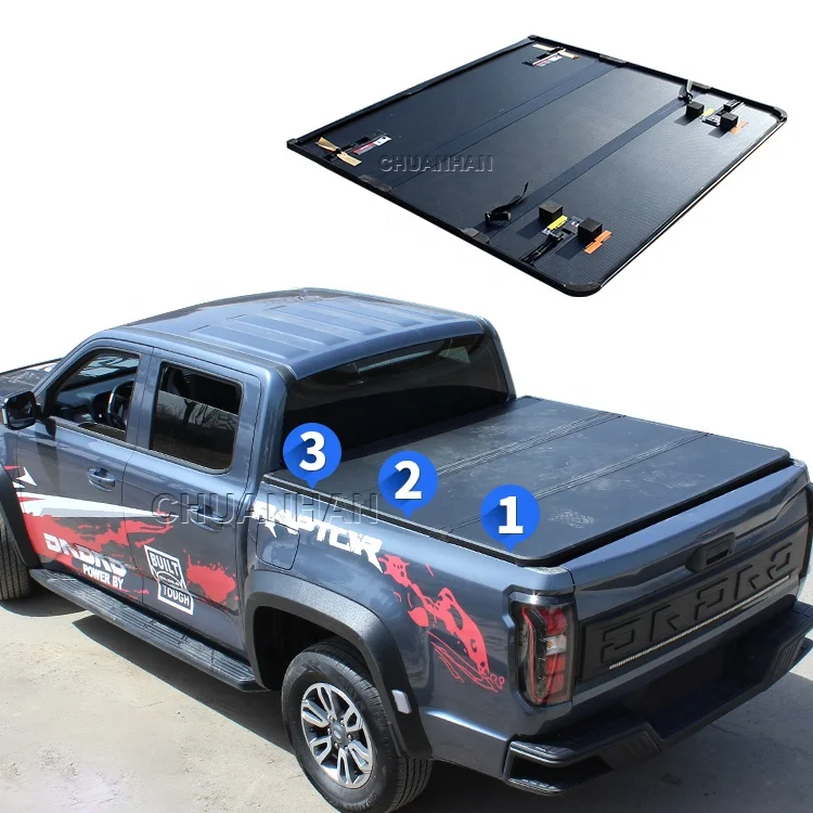 aluminum hard tri - fold pickup truck bed Low Profile tri fold tonneau ocver for 2015-2023 Tacoma SR5