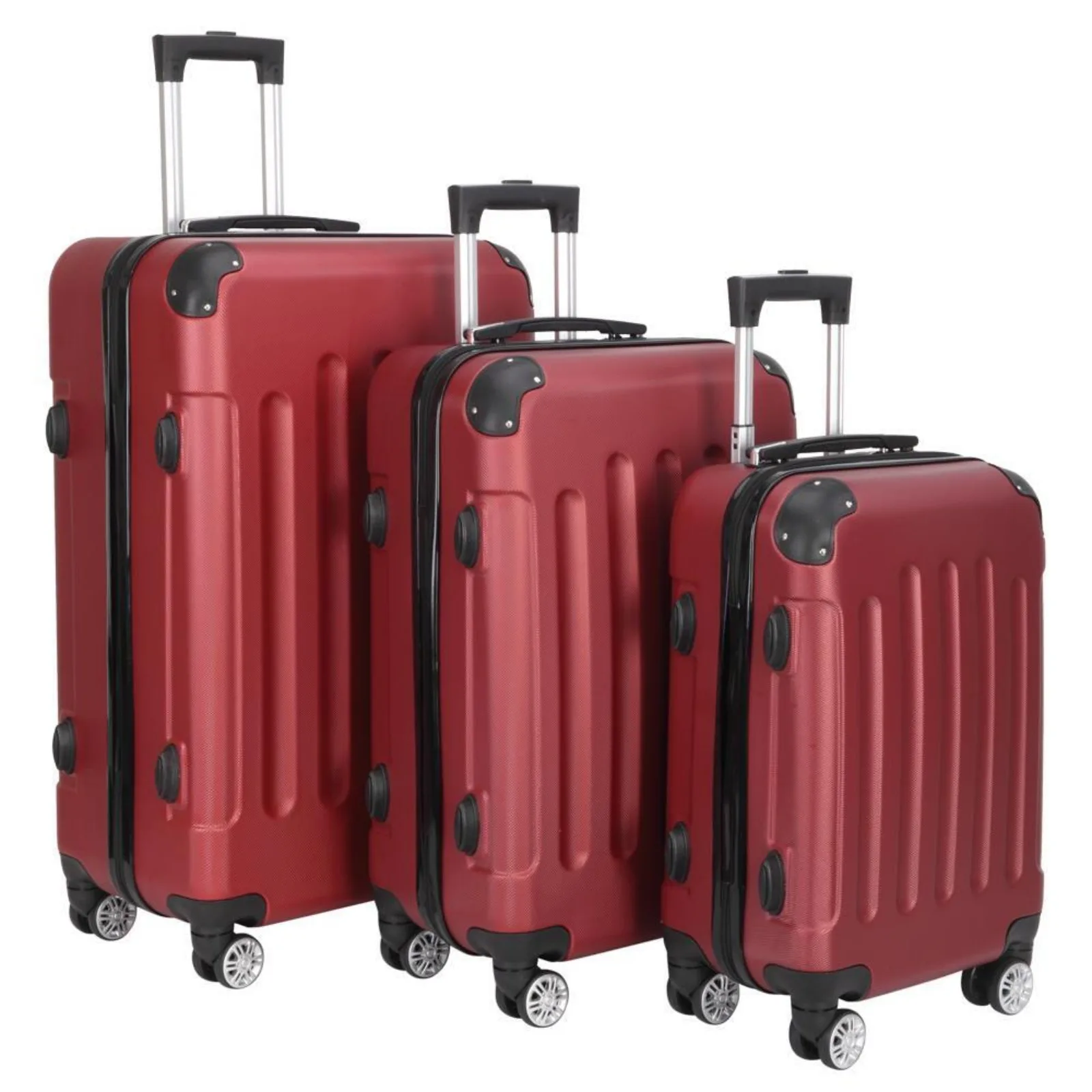 

Wine Red 3 Pieces Travel Luggage Set Bag ABS Trolley Carry On Suitcase TSA Lock United States