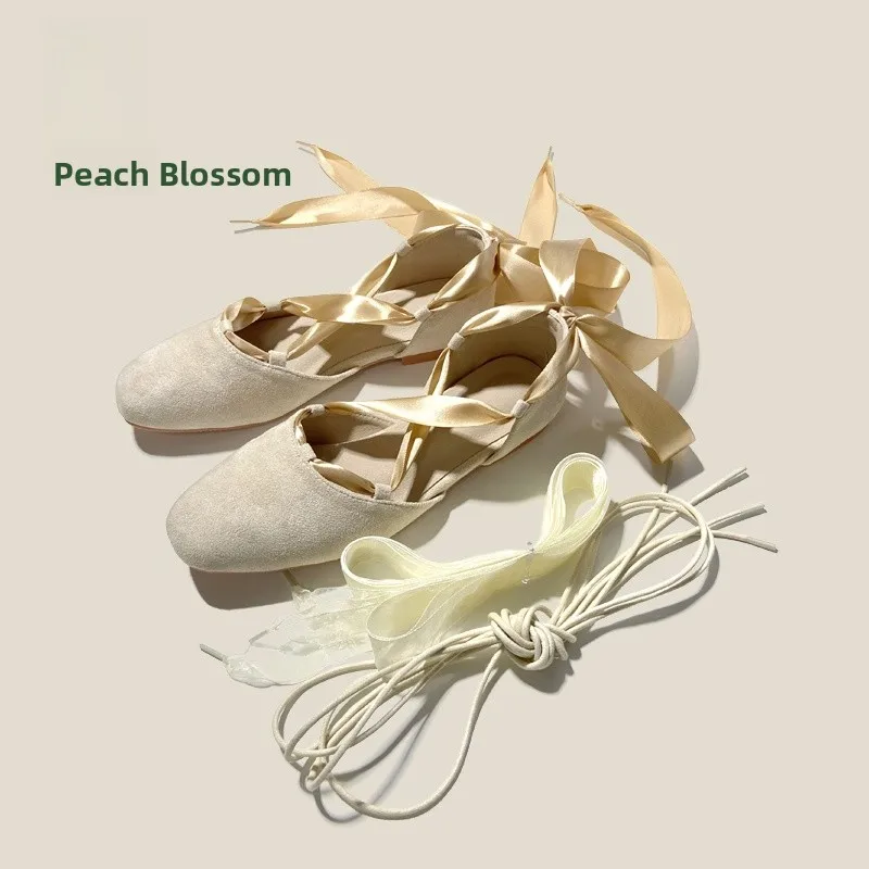 

Ballet Flat Shoes Women's Real Leather Flat Bottom Roman Shoes Fairy Style Versatile New Model Student Wear Knot Ri...