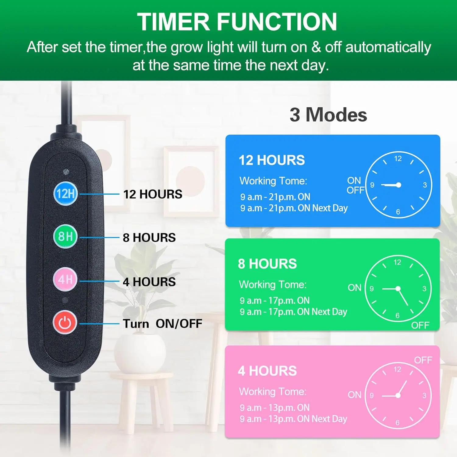 18W 27W USB LED Plant Grow Light Indoor Garden 10 Dimmable Levels Grow Light Full Spectrum Timer Setting Hydroponic Greenhouse