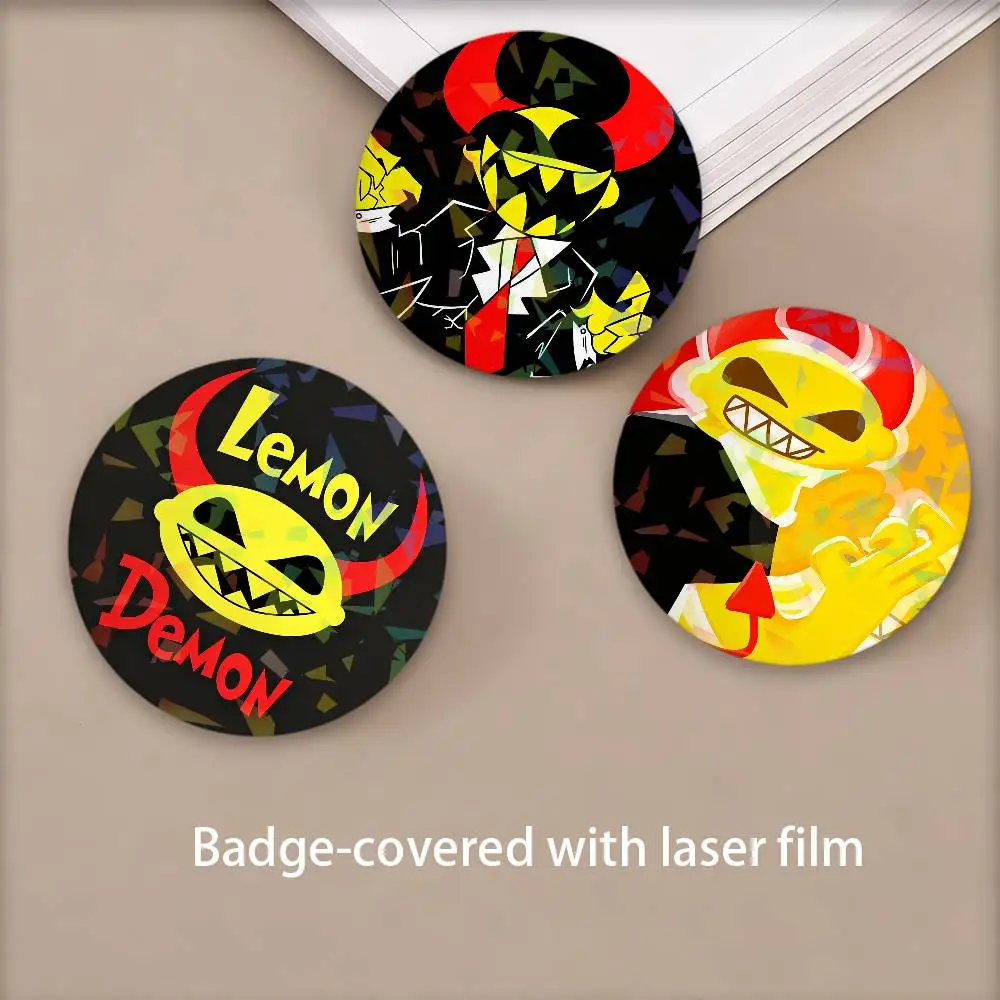 Band L-lemon D-demon Badges Round Laser Badge Brooch Backpack Accessories