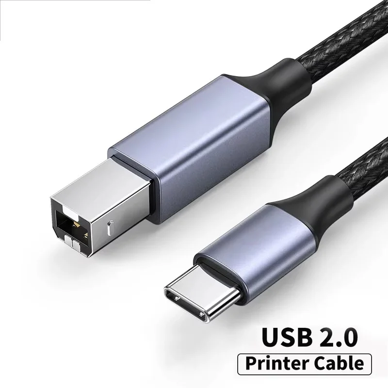 Cable USB C a USB B 2,0 de 3m para impresora Epson MacBook Pro HP Canon Dell Brother, Cable trenzado tipo C para impresora y escáner