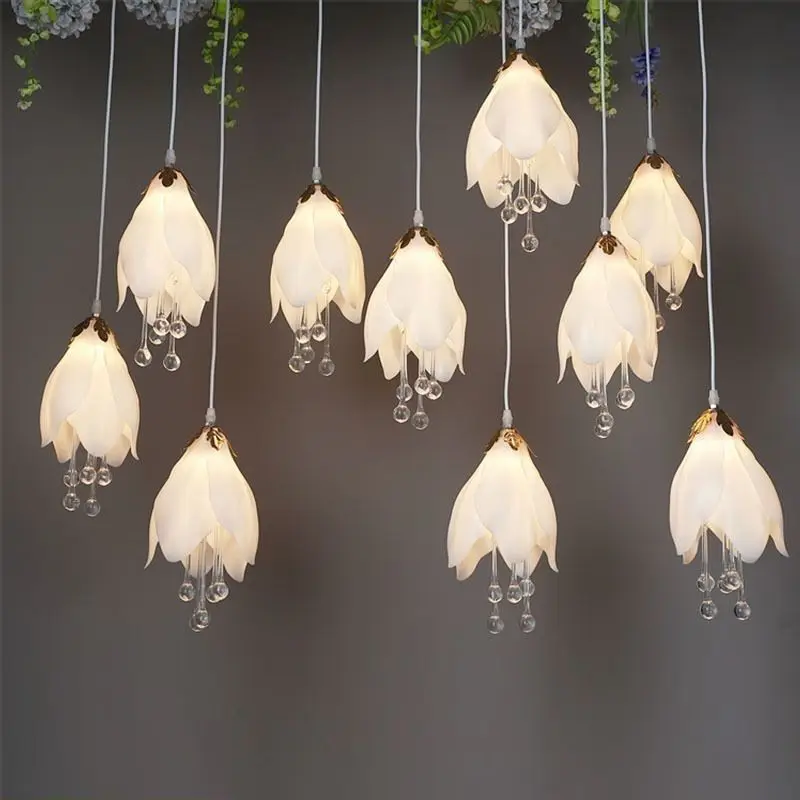 10個のマグノリアLEDハンギングオーナメント、アクリル製装飾ペンダント、ホリデーパーティー、結婚式、パーティー会場、ステージ、天井装飾用