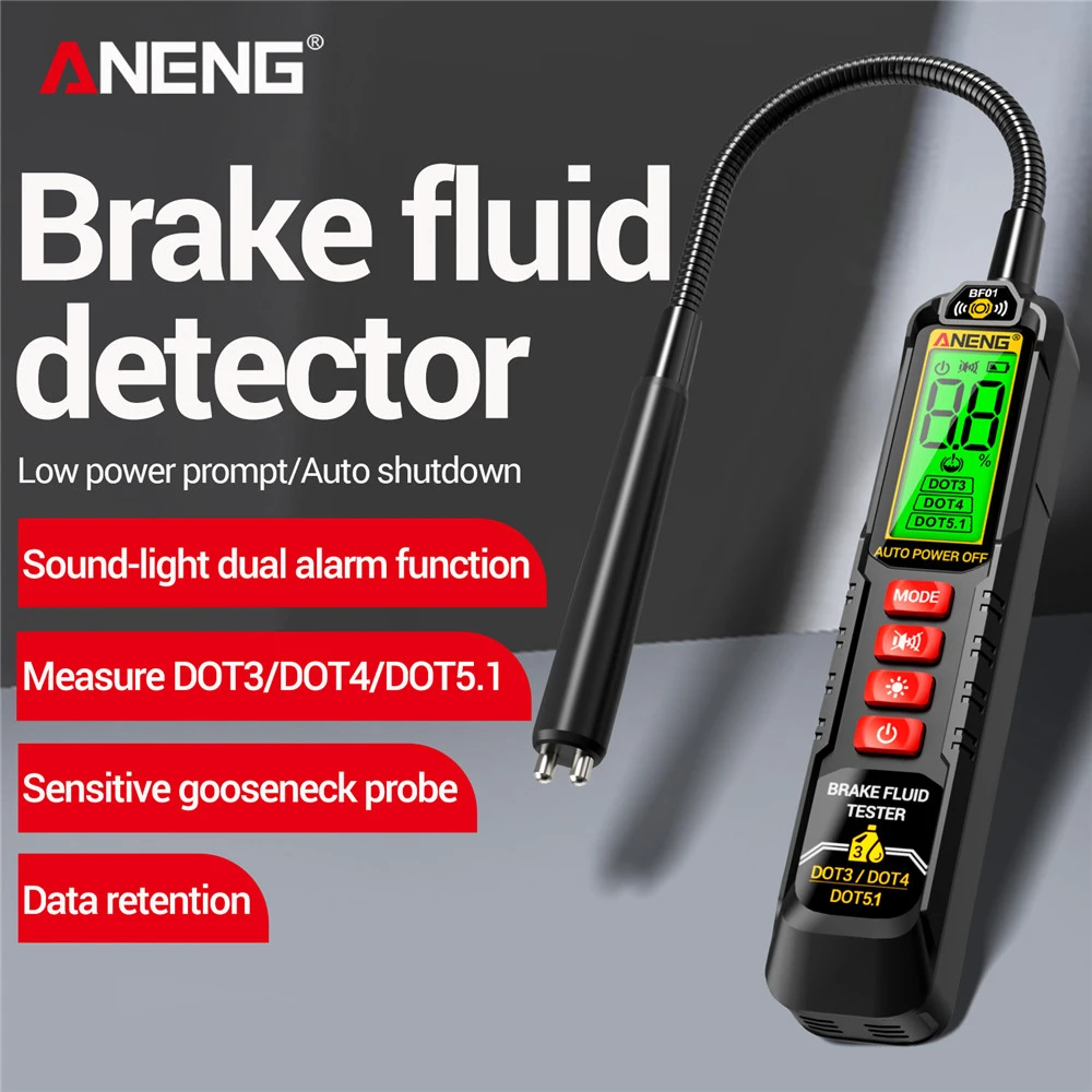 

Тестер тормозной жидкости Инструмент для технического обслуживания автомобилей Обнаружение содержания влаги тормозной жидкости Звуковая и визуальная сигнализация