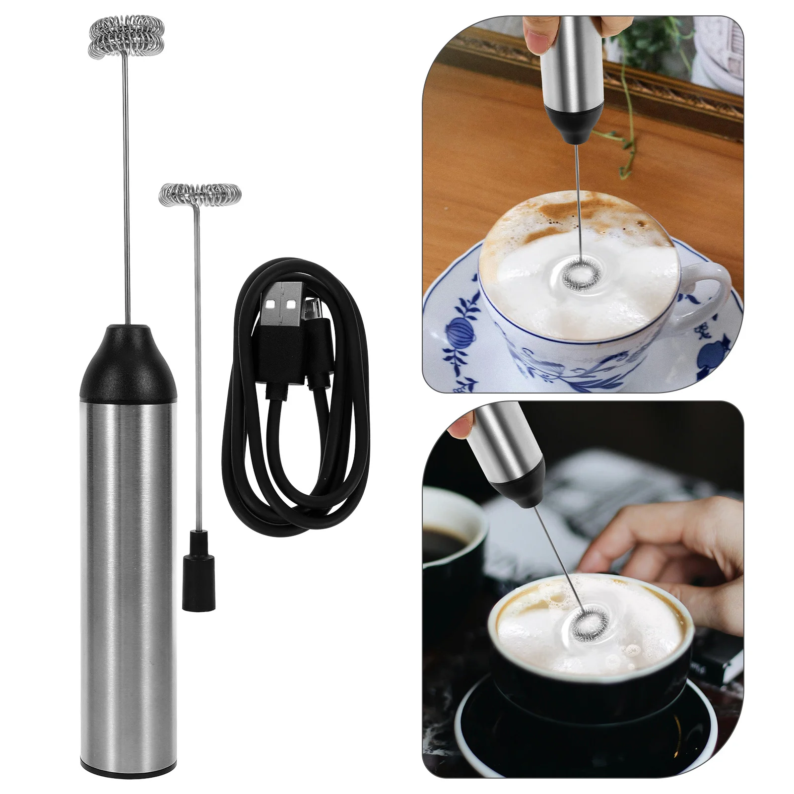 

Rechargeable Milk Froth Machine Whisk Frothing Powered Electric Foamer Frother Iced