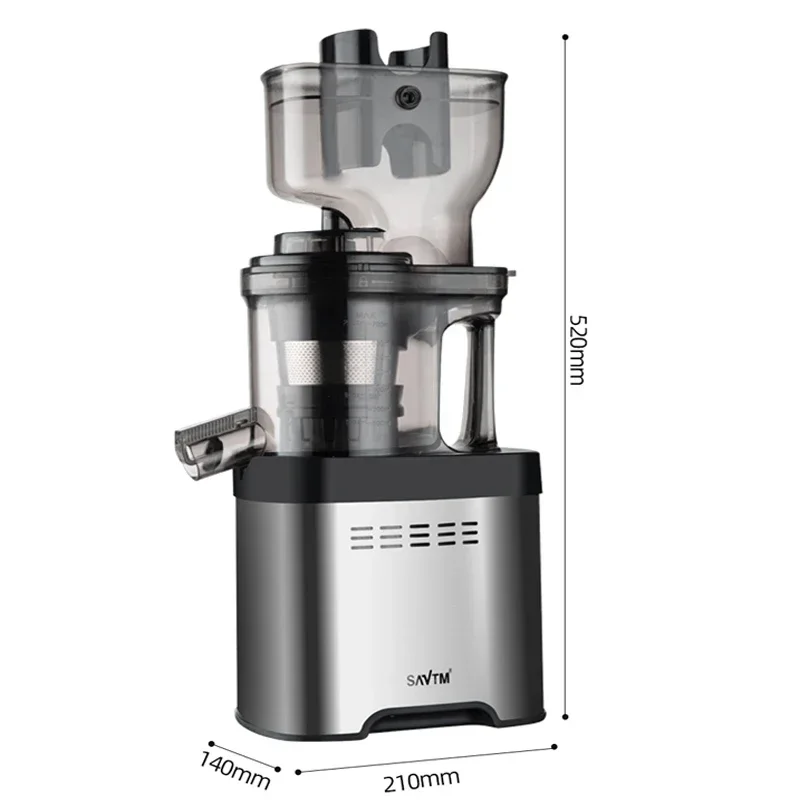 Slow Juicer 7LV Screw Electric Juice Machine 220V Stainless Steel Filter Free Large Caliber Cold Press Fruit Extractor