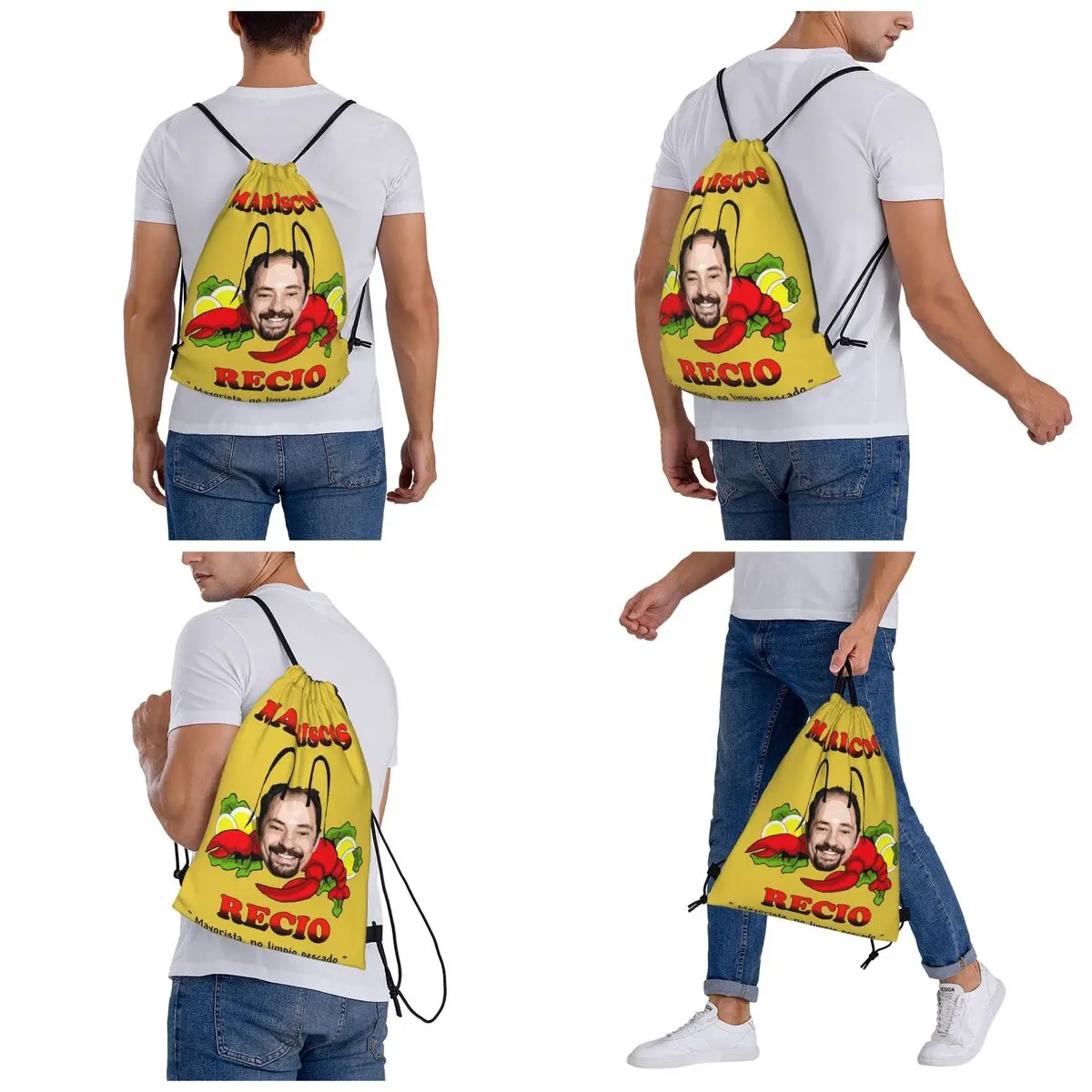 Antonio Recio Backpacks Portable Drawstring Bundle Pocket Sundries Bag Book Bags for Travel Students