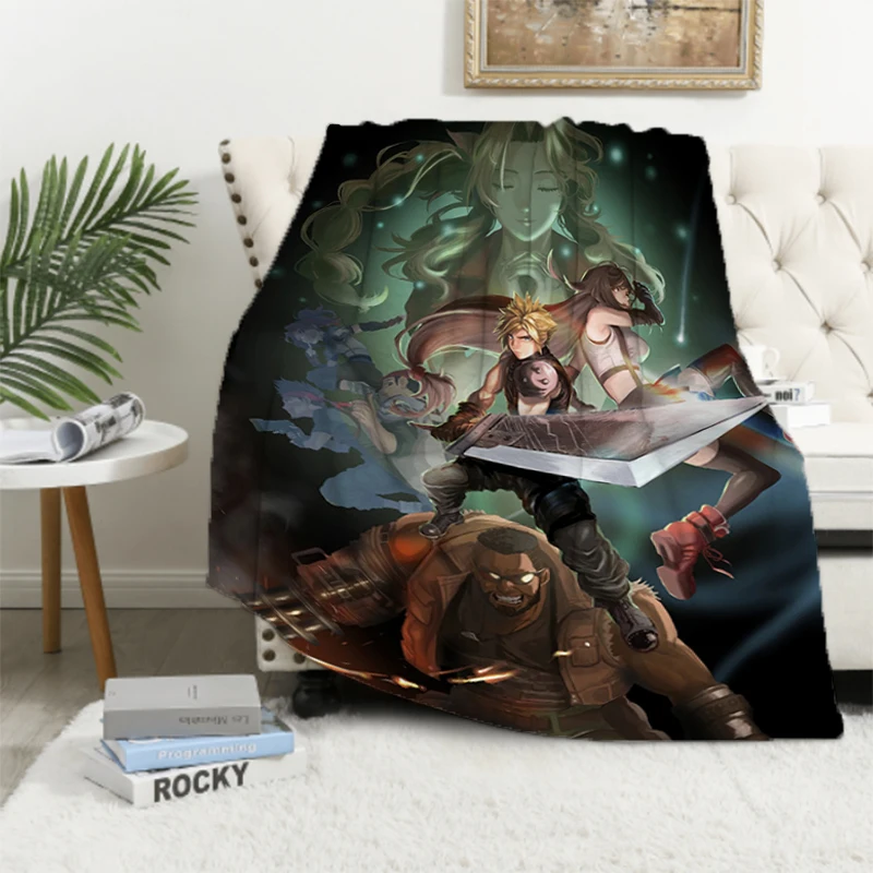 

FINAL FANTASY VII Sofa Blankets for Bed Fleece Blanket Furry Winter Throw Fluffy Soft & Throws Baby Beds Custom Nap Anime Home