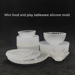 Dollhouse Silicone Tableware Mold Dollhouse Mini Dish Bowl Model Dolls House Kitchen Toys Accessories