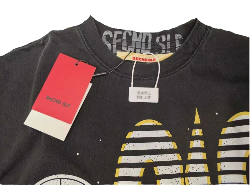 American High Street Striped Star Target Splatter Ink Oversize SECND SLF Tshirts Summer Men Women Round Neck Short Sleeve Tops