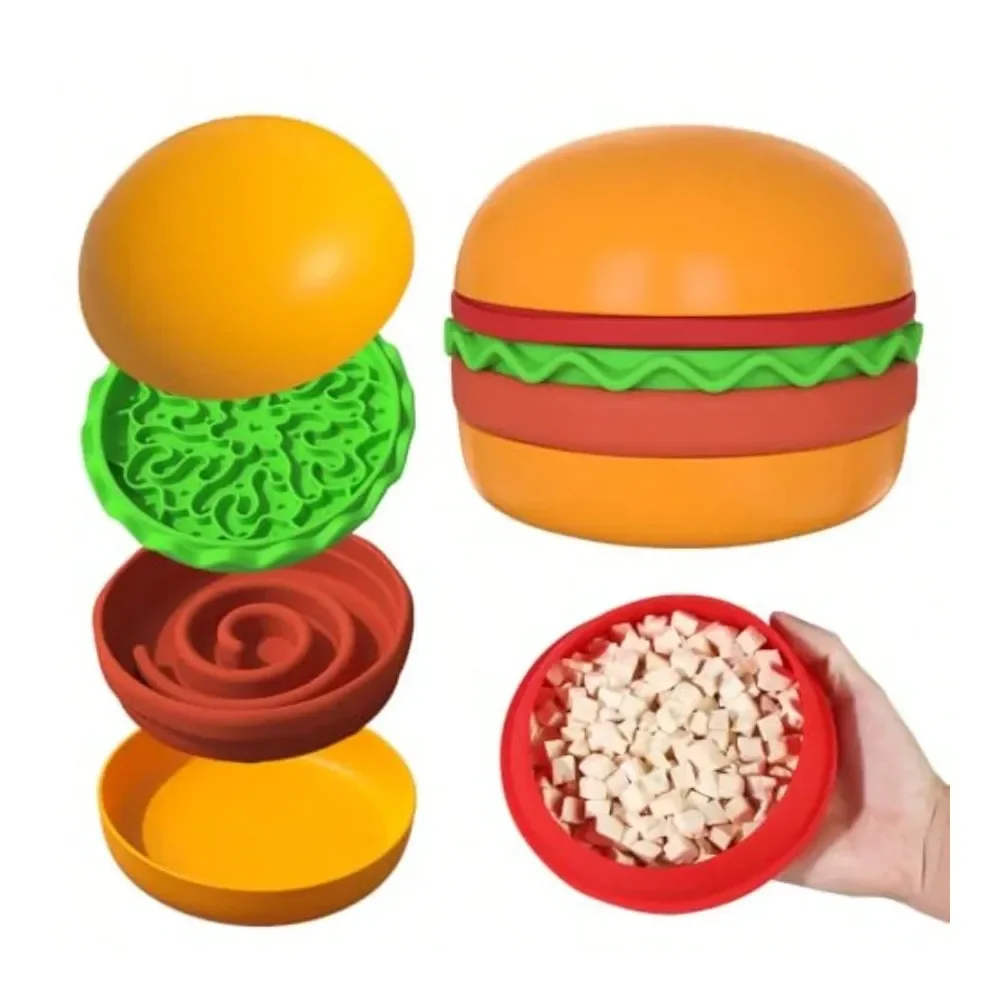 

Dog Bowl Dog SuppliesUse Pet Feeding Set Cute HamburgerShaped 5 Stackable Bowls For Small Dogs And Cats AntiChoking Slow Food Fe