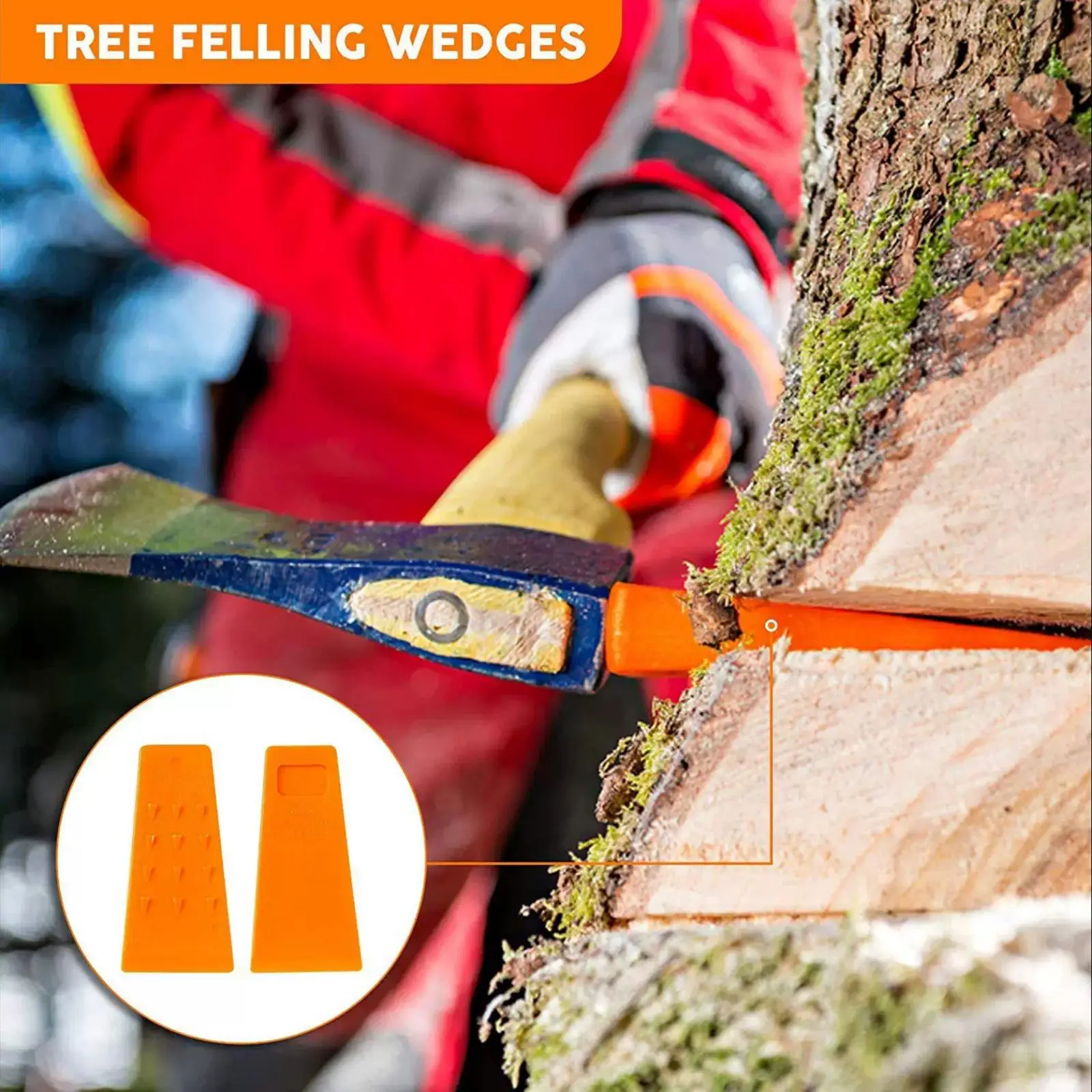 Tree Felling Wedge Premium ABS Plastic Logger Splitting Wedge with Spikes for Forestry Tree Cutting Accessories
