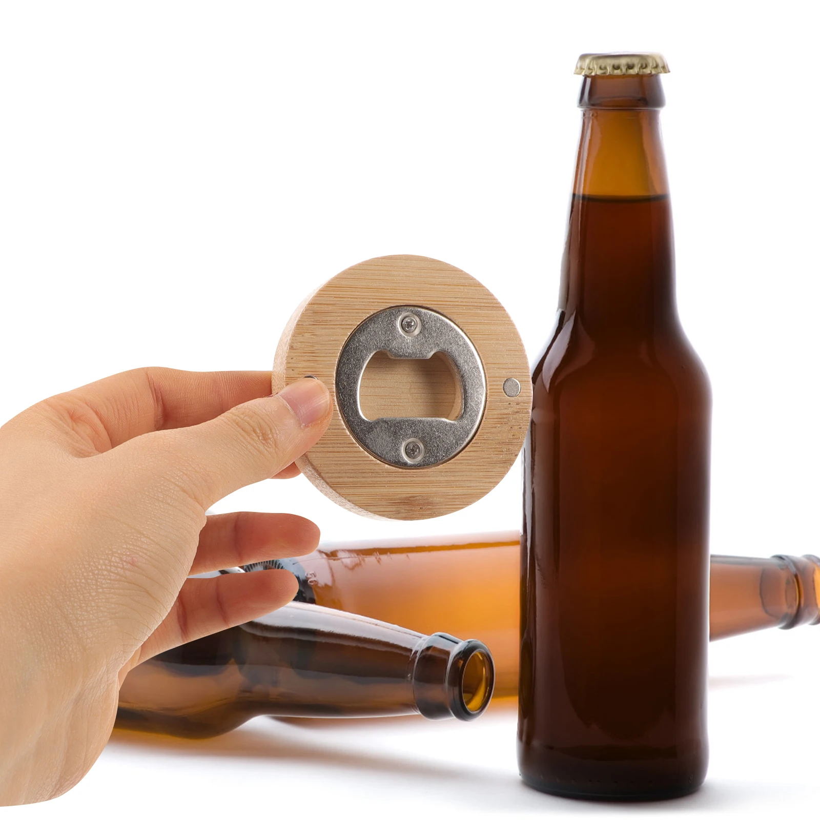 

Bottle Opener Fridge Magnet Bamboo Stainless Steel 6 5x8 5x1 2 Versatile Magnetic Tool Opens All Sizes For Metal Surface