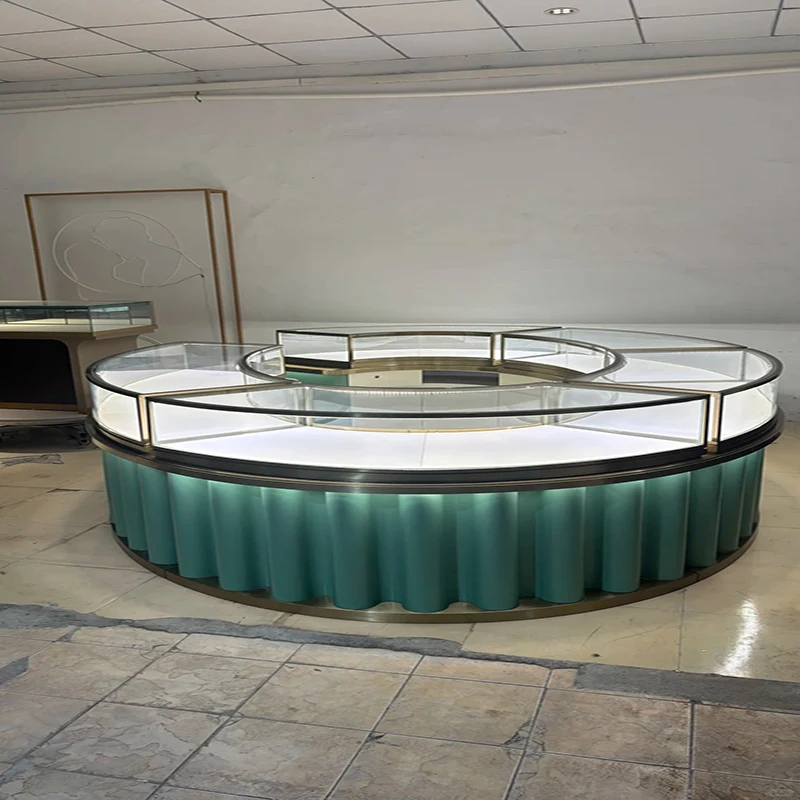 Luxury Jewelry Display Case For Showroom Tempered Glass Metal Construction LED Lighting Customizable Color/Size Multi-Finish