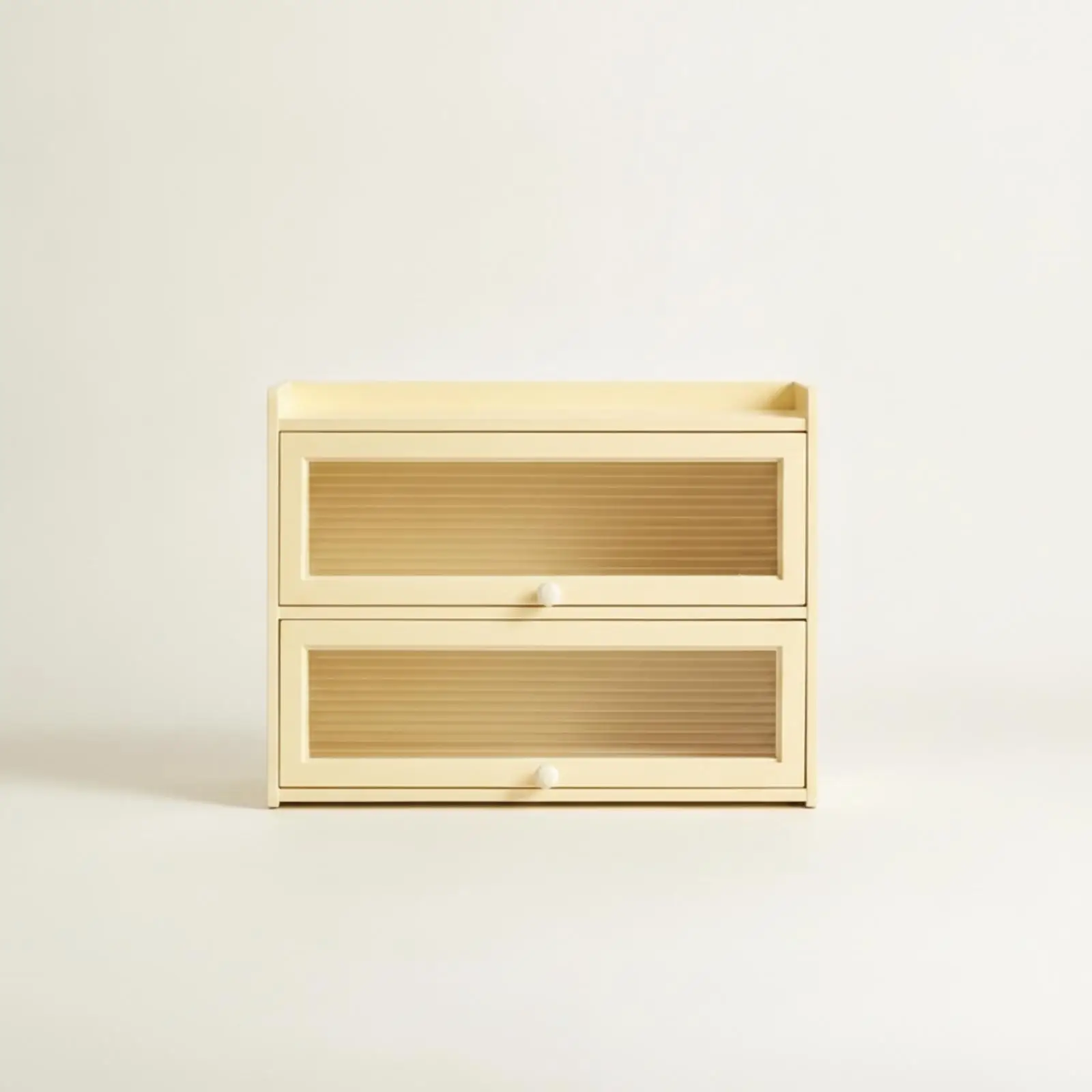 Bamboo Tabletop Storage Cabinet Dustproof 2-Tier Bamboo Hinged-Lid Storage Cabinet Space-Saving Small Freestanding Kitchen