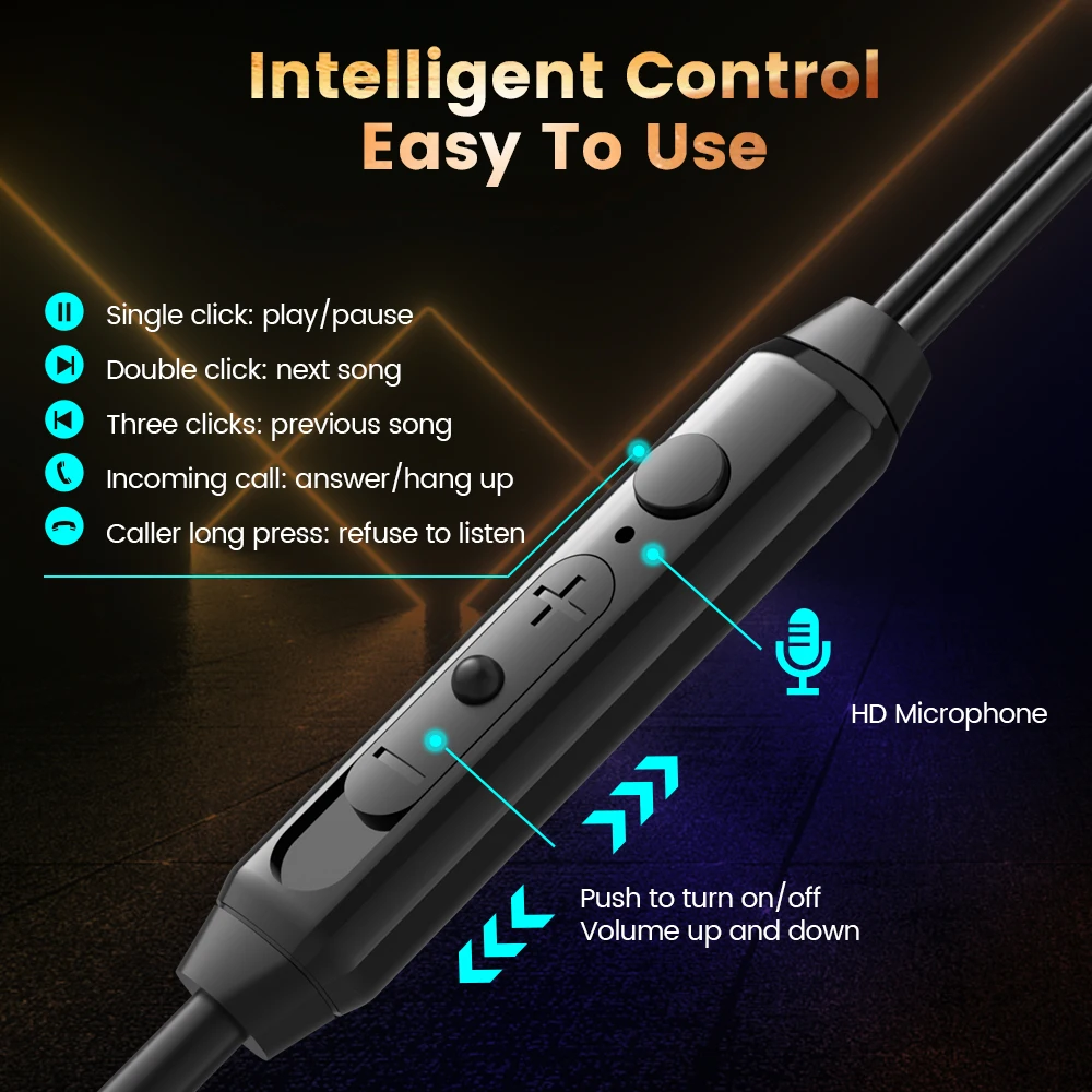 Game wired headphones With Dual Microphones Type C&3.5mm In-ear Earphones HiFi Stereo Headsets Sport Gaming Headphone For Phone
