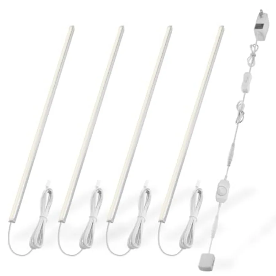 

Комплект V-образного освещения под шкафы - 4 шт. 12-дюймовых тонких светодиодных светильников с регулировкой яркости для бесшовного освещения витрин и полок - 1200 лм 12 В