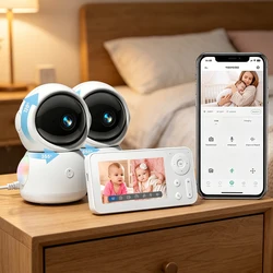 2K WiFi Baby Monitor with Screen & APP Control 3MP Baby Camera Motion & Cry Detection AI Tracking 4.3” Baby Phone Night Vision