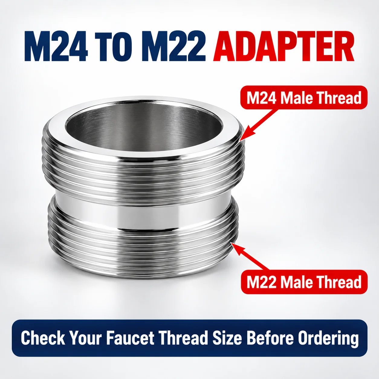 5pcs/10pcs M24 to M22 Male Thread Faucet Adapter Universal Tap Connector Converter For Sink Faucet Aerator Replacement