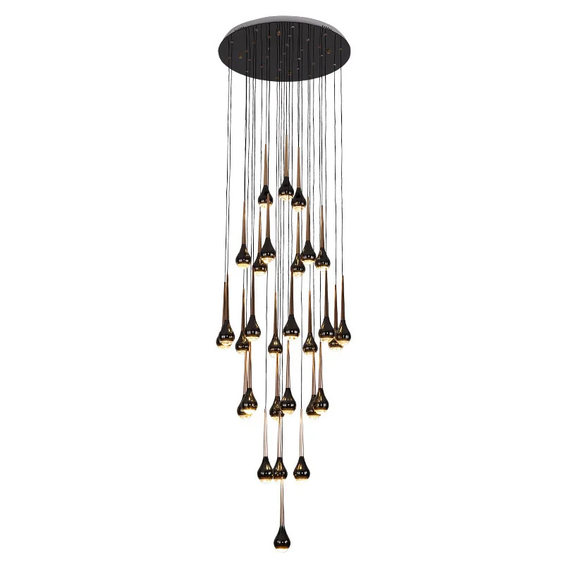 

Creative modern Nordic chandelier simple villa duplex loft living room dining room spiral staircase long chandelier